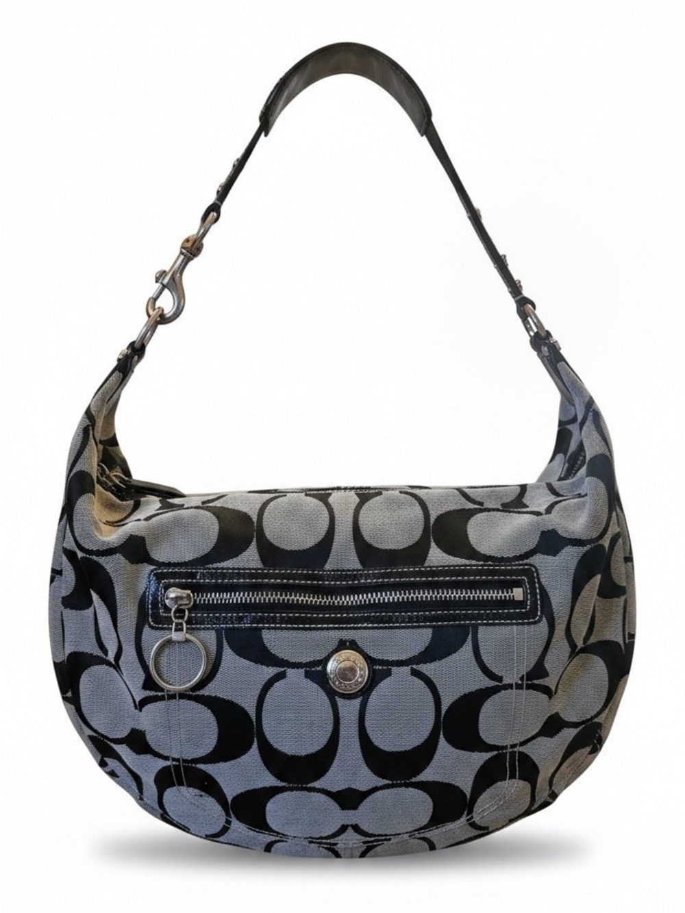 Vintage COACH Black Signature Canvas Hobo Bag
